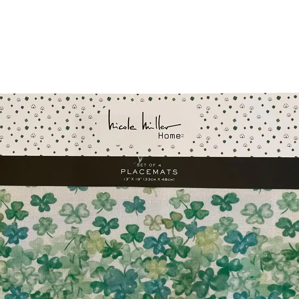 Nicole Miller St.Patrick's Day Shamrock Placemats 13x19 Set of 4 New